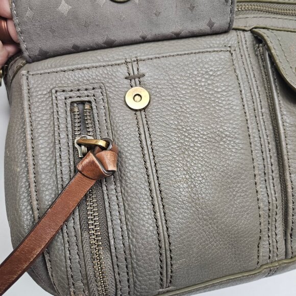 Fossil Morgan Crossbody Purse Shoulder Bag Grey Leather Tote - Picture 11 of 15